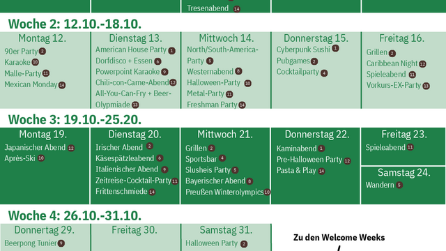 Events der Verbindungen – offen für alle Erstsemester:innen